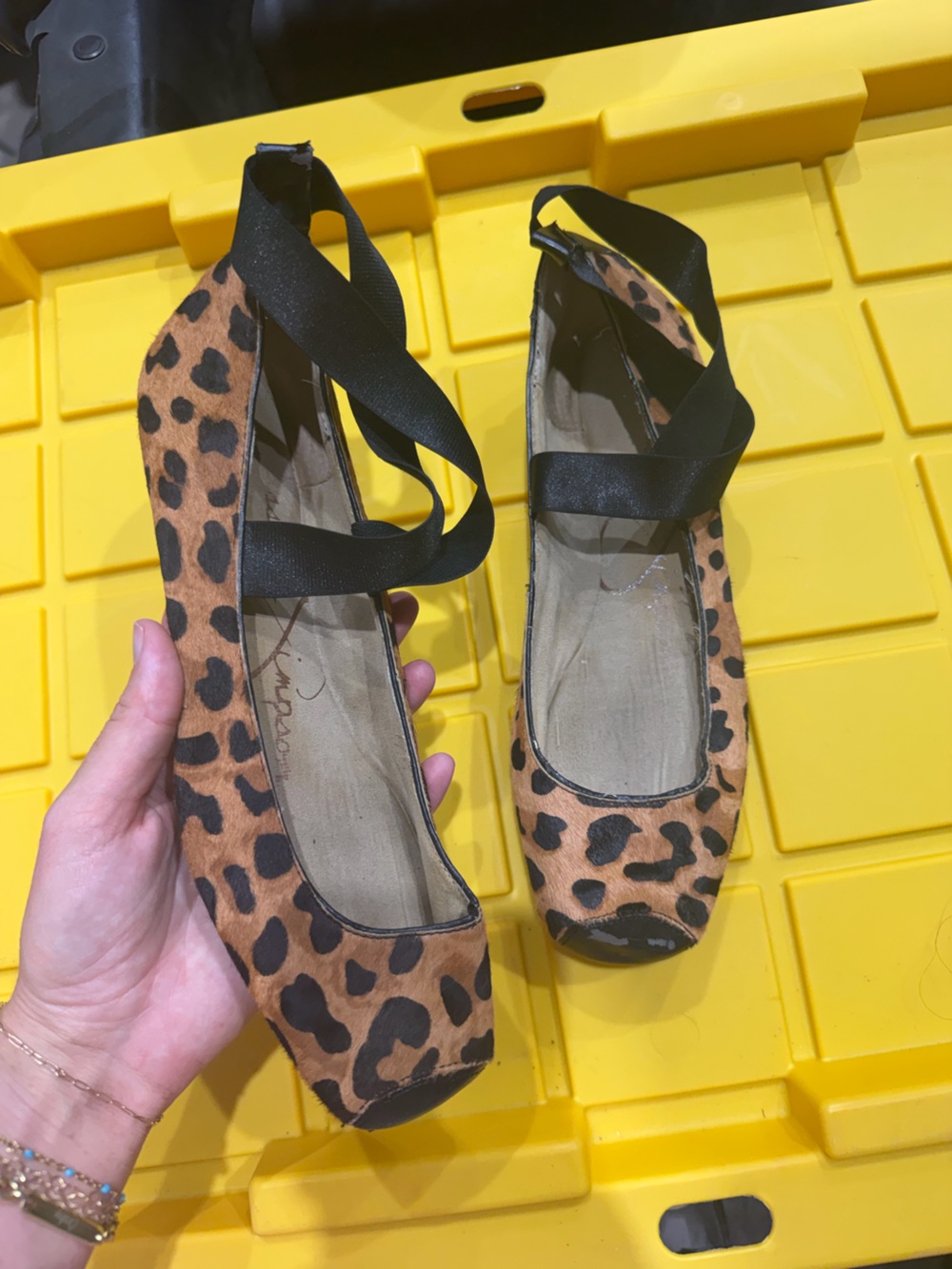 Jessica Simpson Leopard-Print Ballet Flats with Black Ribbon
